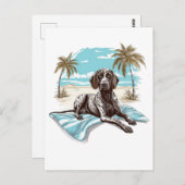 Duitse kortharige pointer aan het strand briefkaart (Voorkant / Achterkant)
