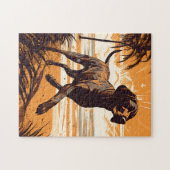 Duitse kortharige pointer bij een strand legpuzzel (Horizontaal)