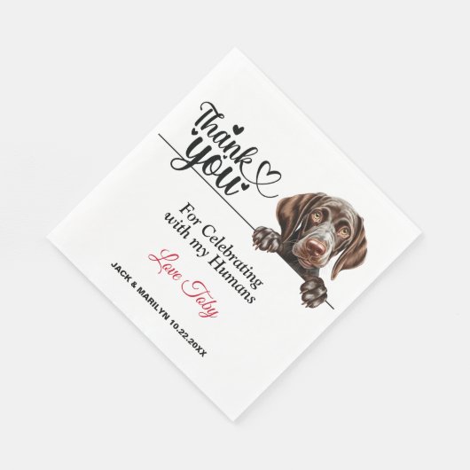 Duitse kortharige pointer bruiloft dank u servet (Hoek)