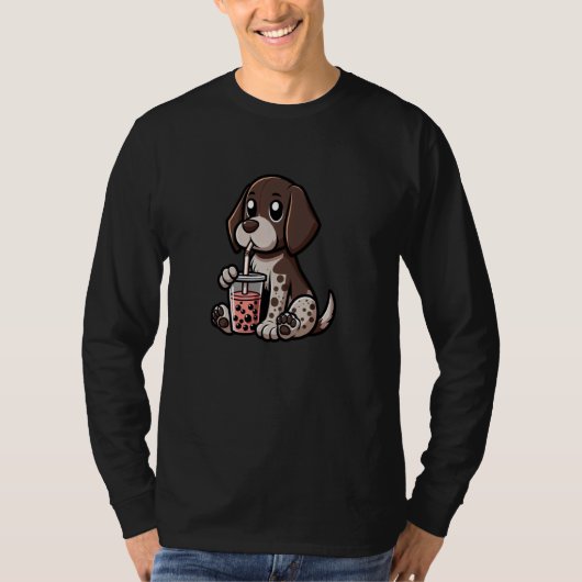 Duitse Kortharige Pointer Bubble Tea Dog Funny Bo T-shirt (Voorkant)