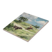 Duitse kortharige pointer die naar een fazant wijs tegeltje (Zijkant)