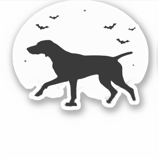 Duitse Kortharige Pointer Dog � Halloween Moon Si Sticker (Voorkant)