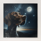Duitse Kortharige Pointer Dog Nighttime Sky Moon Legpuzzel (Verticaal)
