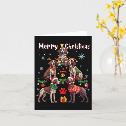 Duitse Kortharige Pointer Dogs Merry Christmas Tr Kaart (Gele Bloem)
