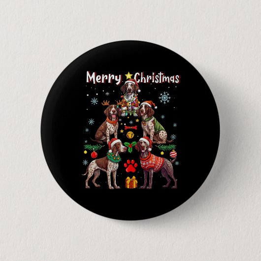 Duitse Kortharige Pointer Dogs Merry Christmas Tr Ronde Button 5,7 Cm (Voorkant)