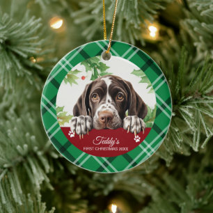 Duitse kortharige pointer eerste Kerstmis Keramisch Ornament