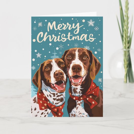 Duitse kortharige pointer gepersonaliseerd Kerstmi Feestdagen Kaart (Voorkant)