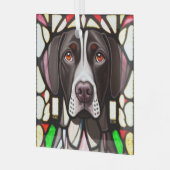 Duitse kortharige pointer "Glas in lood" Glas Ornament (Voorkant links)