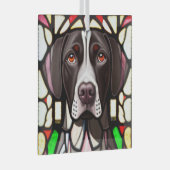 Duitse kortharige pointer "Glas in lood" Glas Ornament (Voorkant Rechts)