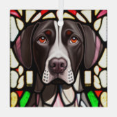 Duitse kortharige pointer "Glas in lood" Glas Ornament (Achterkant)