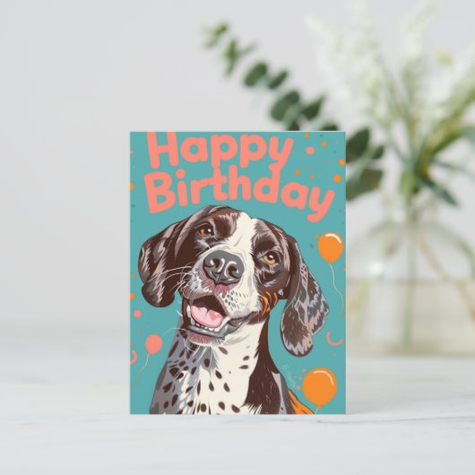 Duitse kortharige pointer Happy Birthday Briefkaart (Staand voorkant)