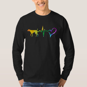 Duitse kortharige pointer hartslag kleurrijke hond t-shirt