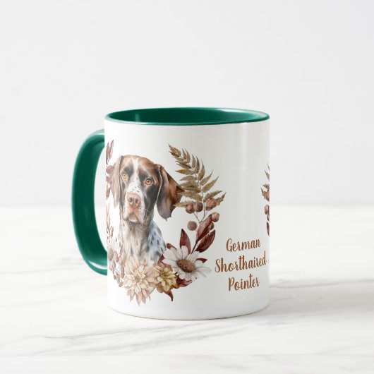 Duitse kortharige pointer herfstkrans mok (Voorkant links)