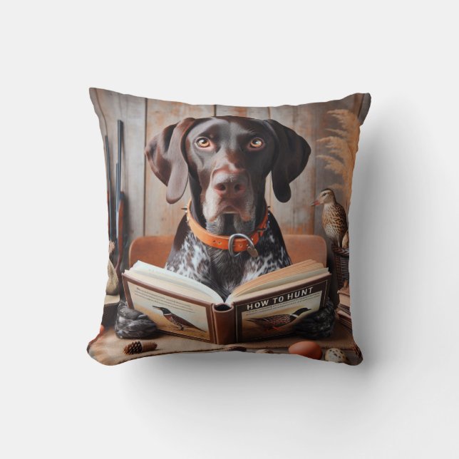 Duitse Kortharige Pointer Hond Grappig Jagen Kussen (Voorkant)