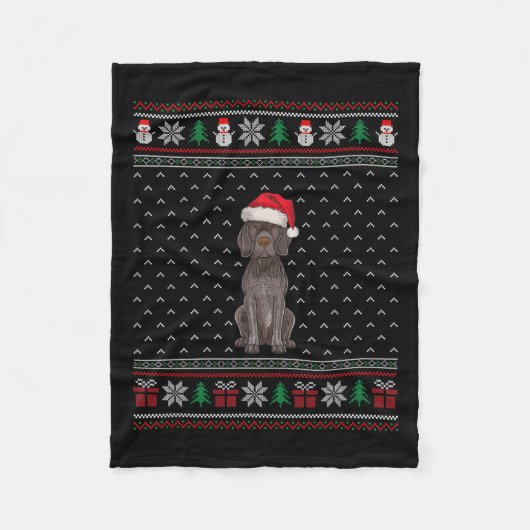 Duitse Kortharige Pointer hond met Santa Hat X Fleece Deken (Voorkant)