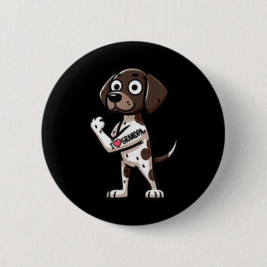 Duitse Kortharige Pointer I Love Grandpa Funny Do Ronde Button 5,7 Cm (Voorkant)
