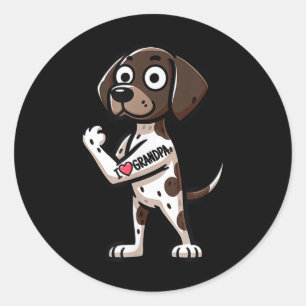 Duitse Kortharige Pointer I Love Grandpa Funny Do Ronde Sticker
