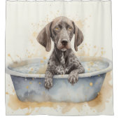 Duitse kortharige pointer in badkuip hondenkunst douchegordijn (Voorkant)