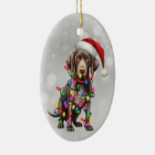 Duitse kortharige pointer in kerstverlichting keramisch ornament (Rechts)