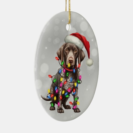 Duitse kortharige pointer in kerstverlichting keramisch ornament (Rechts)