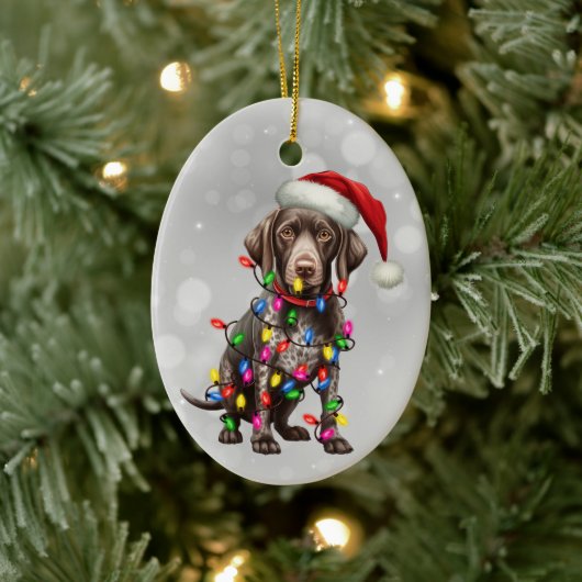 Duitse kortharige pointer in kerstverlichting keramisch ornament (Boom)