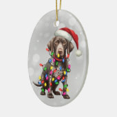Duitse kortharige pointer in kerstverlichting keramisch ornament (Links)