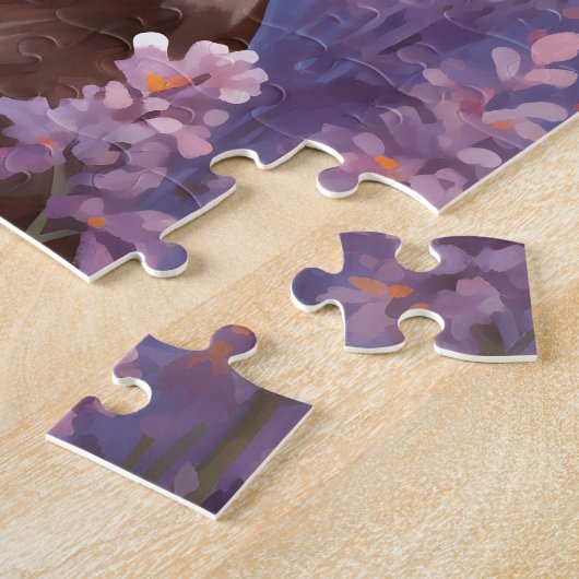 Duitse kortharige pointer in Lavendel veld Legpuzzel (Zijkant)