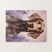 Duitse kortharige pointer in Lavendel veld Legpuzzel (Horizontaal)