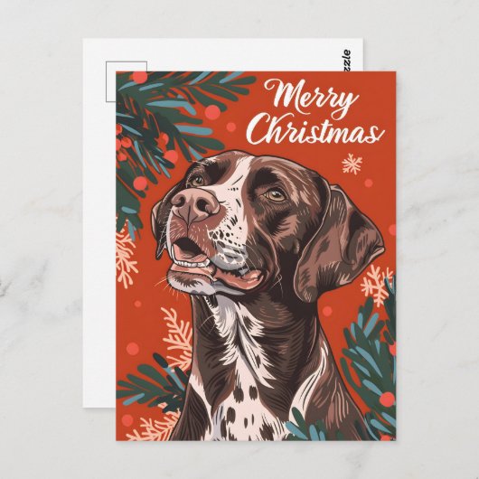 Duitse kortharige pointer kerst briefkaart (Voorkant / Achterkant)