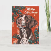 Duitse kortharige pointer kerst feestdagen kaart (Voorkant)