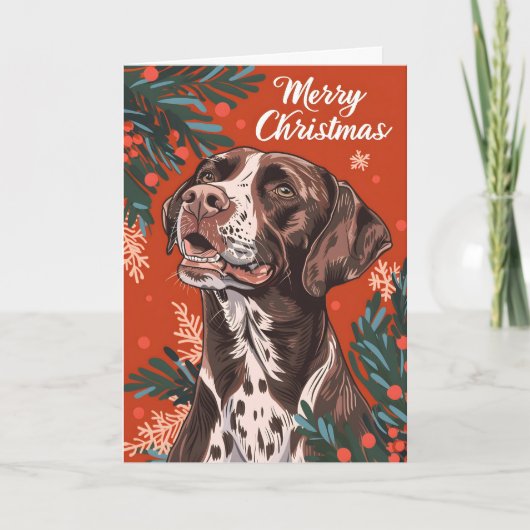 Duitse kortharige pointer kerst feestdagen kaart (Voorkant)