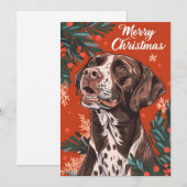 Duitse kortharige pointer kerst feestdagenkaart (Voorkant / Achterkant)