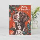 Duitse kortharige pointer kerst feestdagenkaart (Staand voorkant)
