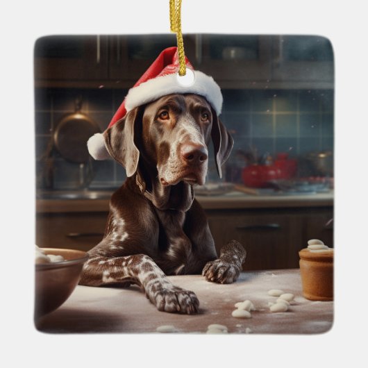 Duitse kortharige pointer kerstkoekjes keramisch ornament (Voorkant)
