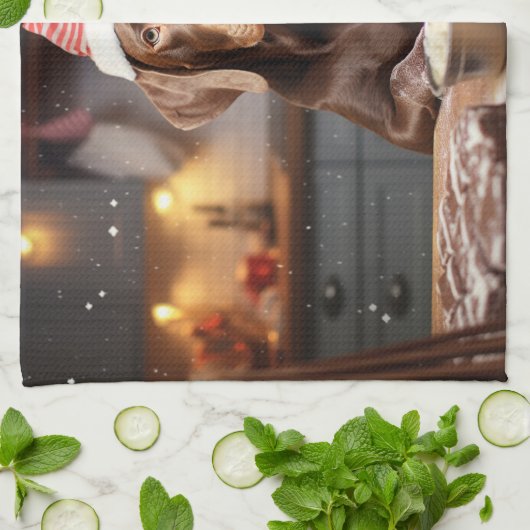 Duitse kortharige pointer kerstkoekjes theedoek (Gevouwen)