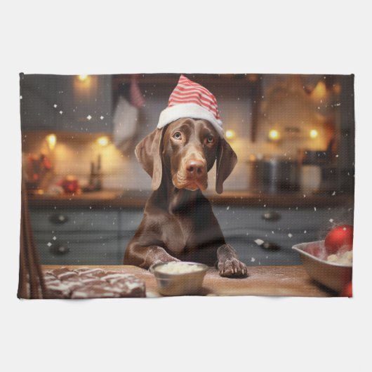 Duitse kortharige pointer kerstkoekjes theedoek (Horizontaal)