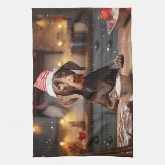 Duitse kortharige pointer kerstkoekjes theedoek (Verticaal)