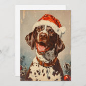 Duitse Kortharige Pointer Kerstmis Feestdagenkaart (Voorkant / Achterkant)
