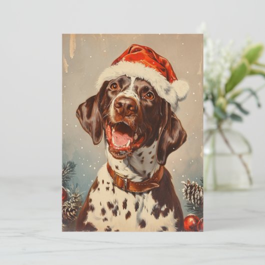 Duitse Kortharige Pointer Kerstmis Feestdagenkaart (Staand voorkant)