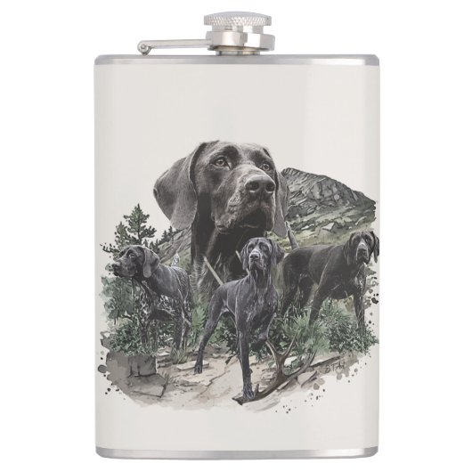 Duitse kortharige pointer liefhebbers heupfles (Voorkant)
