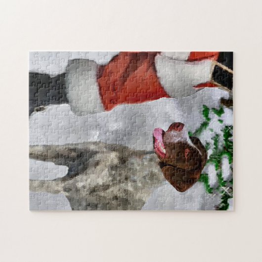Duitse kortharige pointer met Kerstmis Legpuzzel (Horizontaal)