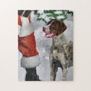 Duitse kortharige pointer met Kerstmis Legpuzzel