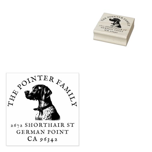 Duitse kortharige pointer naam en retouradres rubberstempel (Gestempeld)