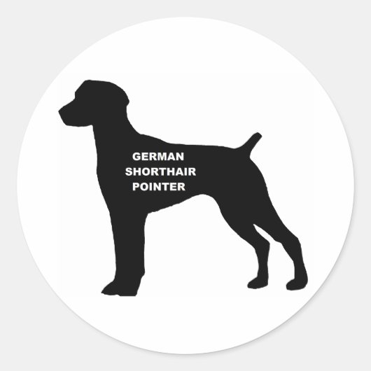 duitse kortharige pointer naam silhouette ronde sticker (Voorkant)