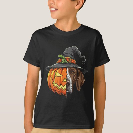 Duitse Kortharige Pointer Pumpkin Jack O Lantern T-shirt (Voorkant)