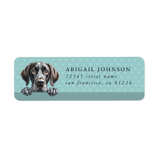 Duitse kortharige pointer retour adreslabels etiket (Voorkant)