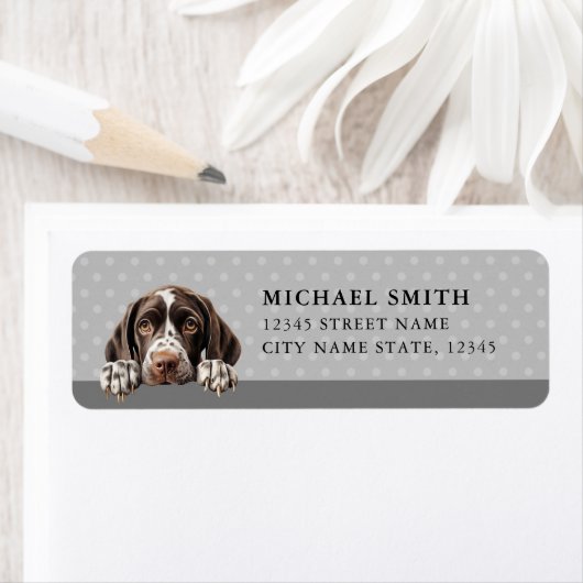 Duitse kortharige pointer retour adreslabels etiket (Insitu)