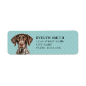 Duitse kortharige pointer retour adreslabels etiket (Voorkant)