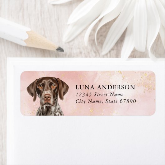 Duitse kortharige pointer retour adreslabels etiket (Insitu)