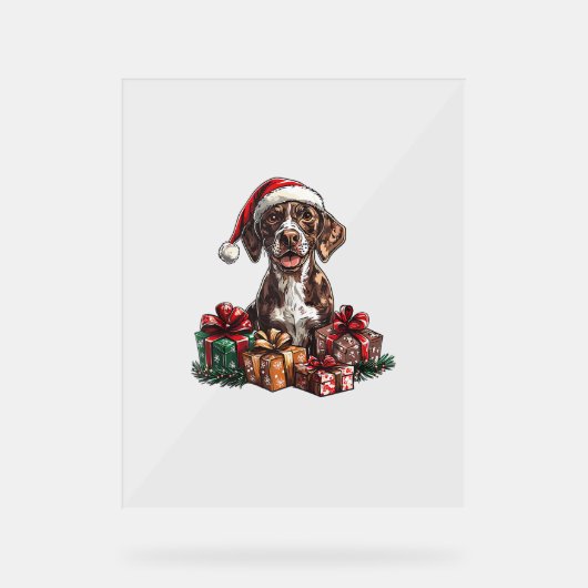 Duitse Kortharige Pointer Santa Hat Christmas GSP Acryl Bord (Voorkant)